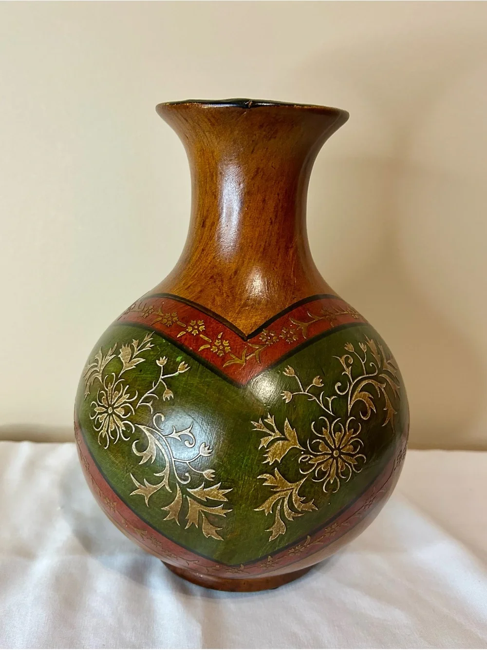 Hand-Painted Decorative Vase Made to look like Wood.